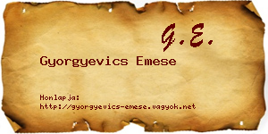 Gyorgyevics Emese névjegykártya